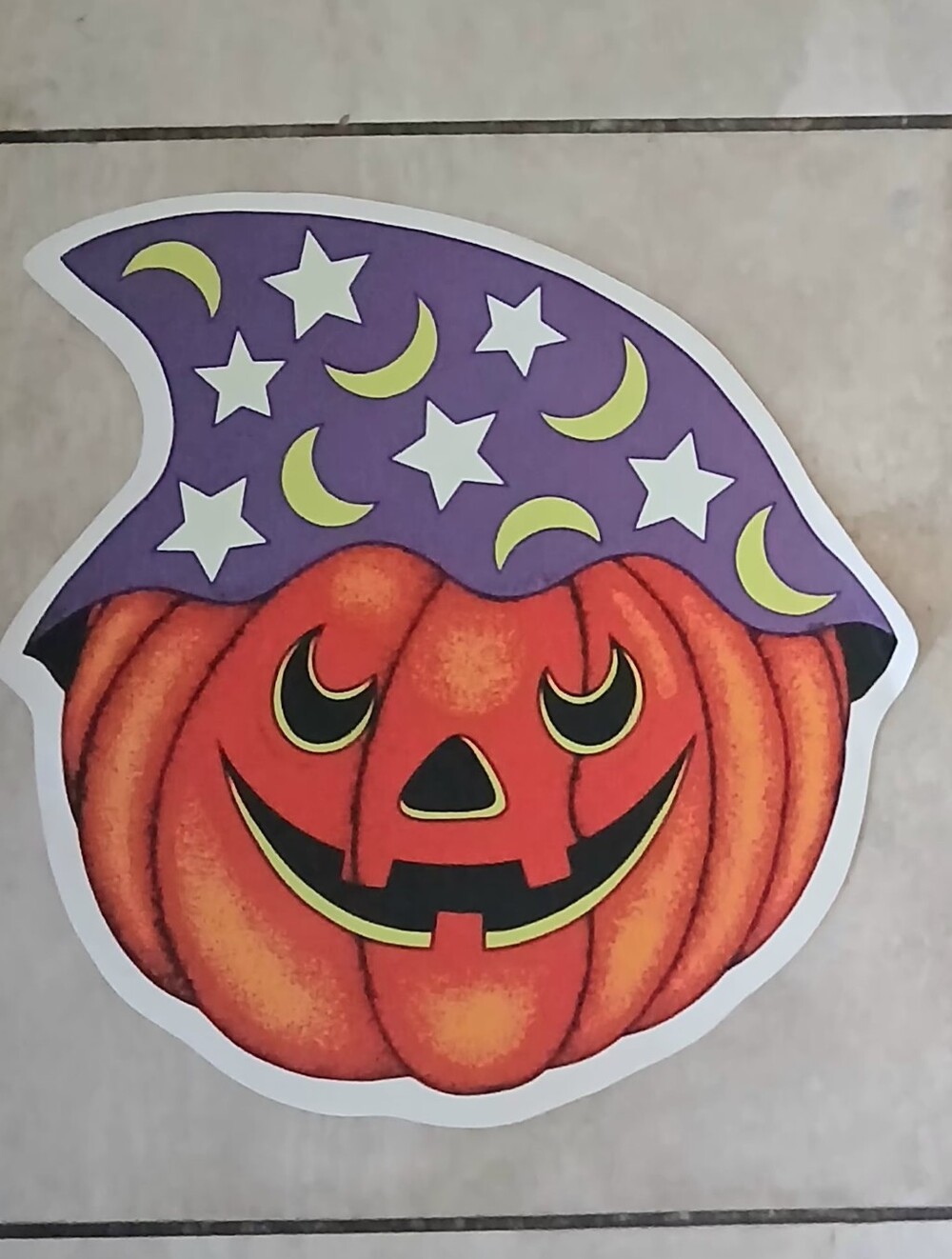 Set Of 2 Vtg Retro Fall Halloween Placemats Pumpkin Witch Hat Vinyl Spooky Decor